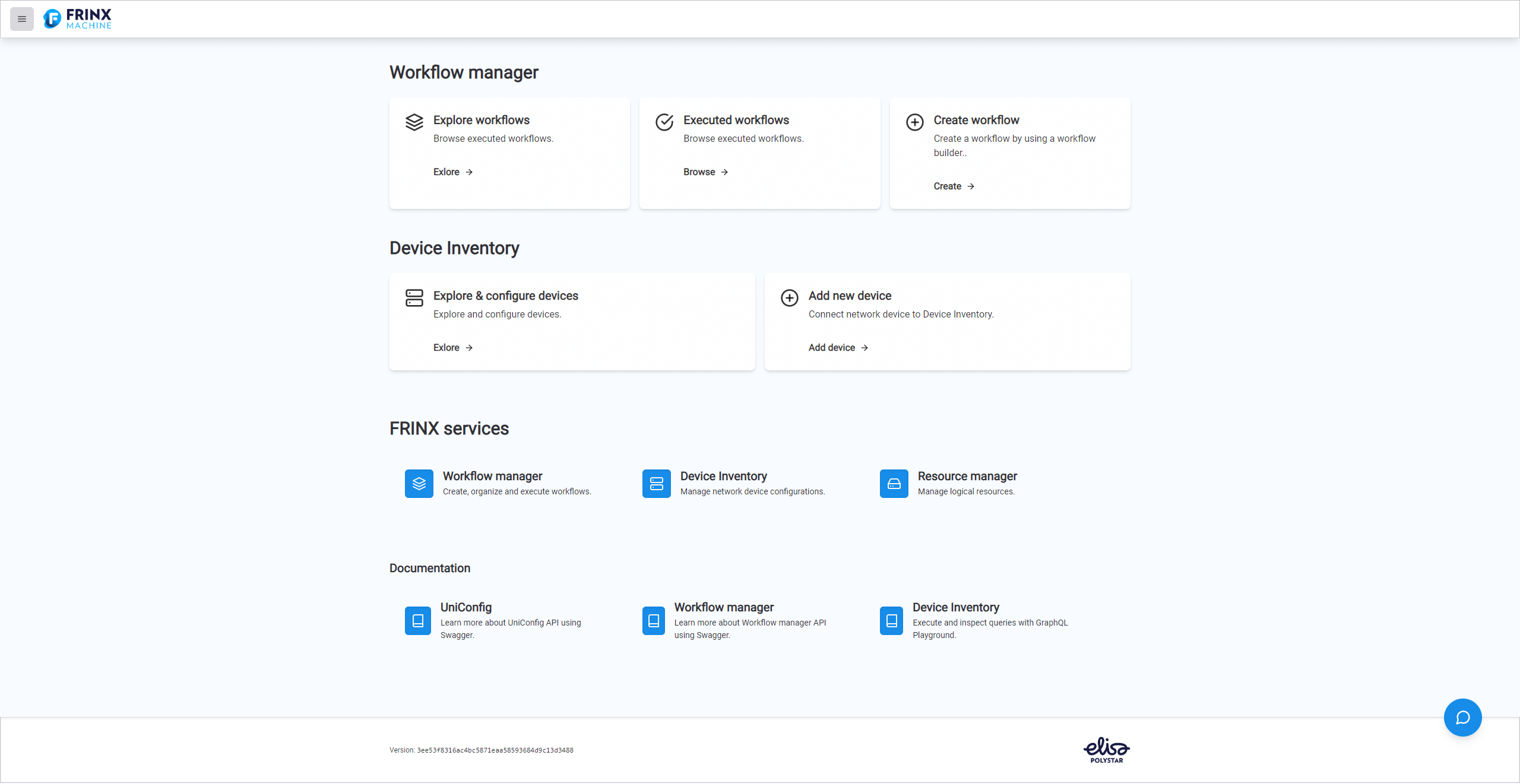 FRINX Machine dashboard