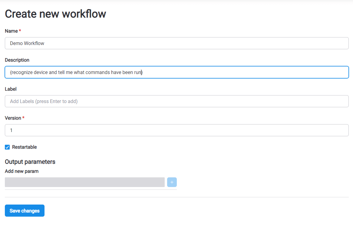 The form - Create new workflow